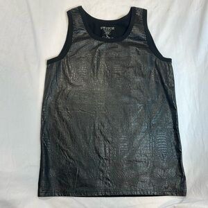 Switch faux leather black snake print tank large